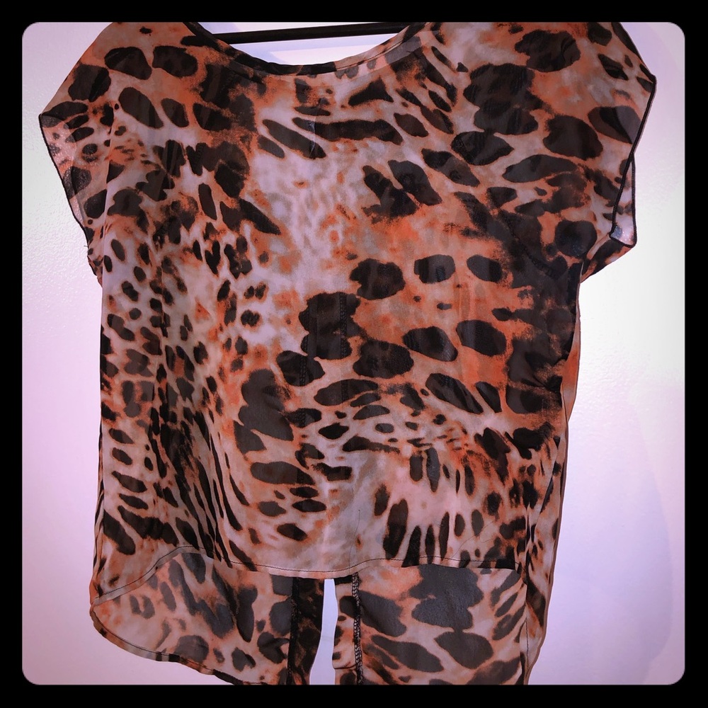 Sheer Leopard Print Blouse